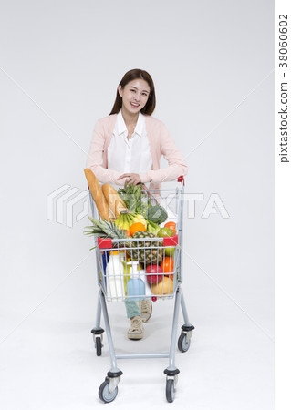 Everyday life of beautiful young woman, shopping, working concept photo in studio shot white background. 091 38060602