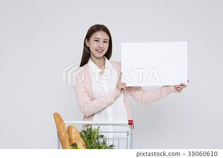 Everyday life of beautiful young woman, shopping, working concept photo in studio shot white background. 093 38060610