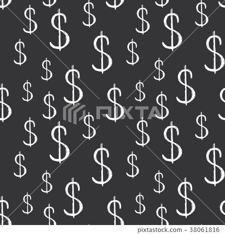 Dollar sign icon brush lettering seamless pattern,-插圖素材 [38061816 ...