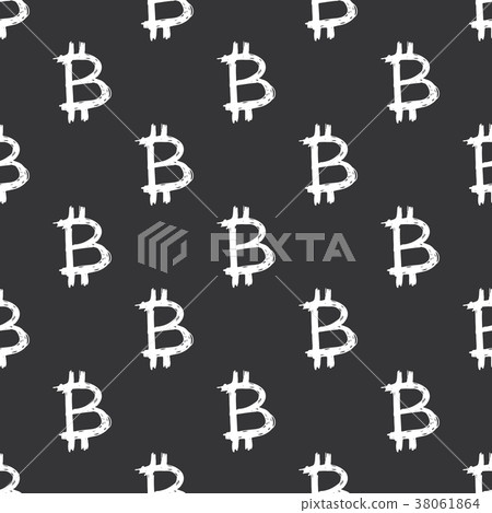 Bitcoin sign icon brush lettering seamless pattern 38061864