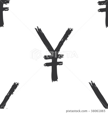 Yen sign icon brush lettering seamless pattern 38061865
