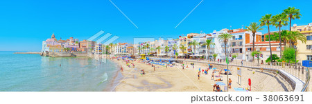 View of the beach and the sea shore View of the beach and the sea shore 38063691