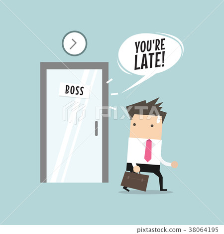 Businessman working late. Walking through the boss Businessman working late. Walking through the boss 38064195