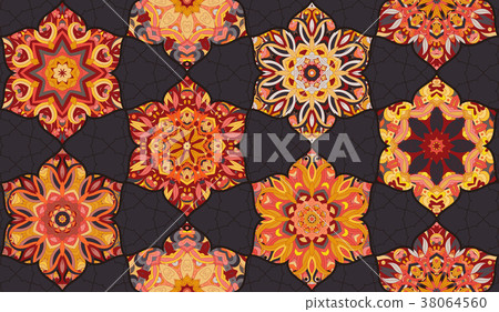 Seamless pattern morrocan vitrage ornament. Floral 38064560