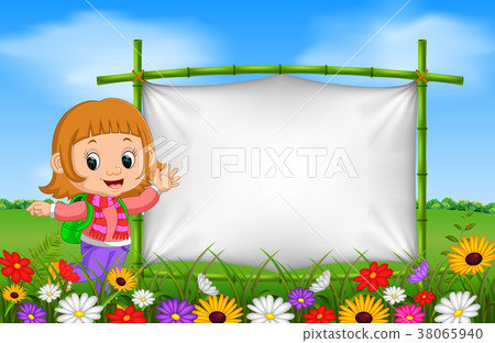 cute girl beside a frame made of bamboo in garden cute girl beside a frame made of bamboo in garden 38065940