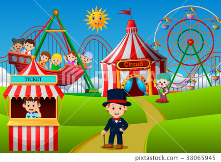 People having fun in amusement park People having fun in amusement park 38065945