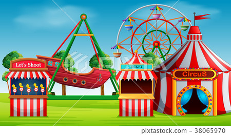 Amusement park scene at daytime 38065970