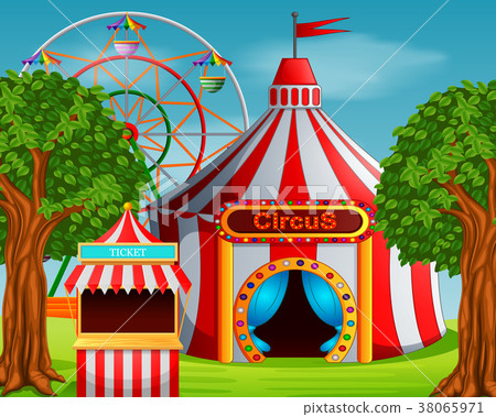 Amusement park scene at daytime 38065971