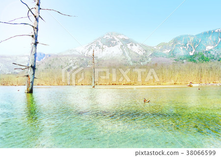 Kamikochi Taisho Pond Stock Illustration