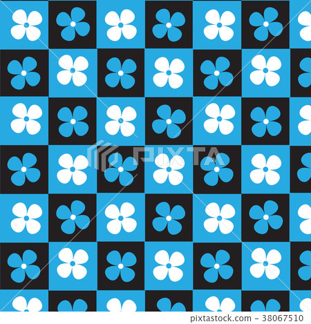 black blue white flower checker pattern background - Stock Illustration ...