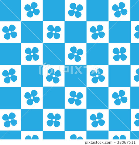 blue white flower checkered pattern background blue white flower checkered pattern background 38067511