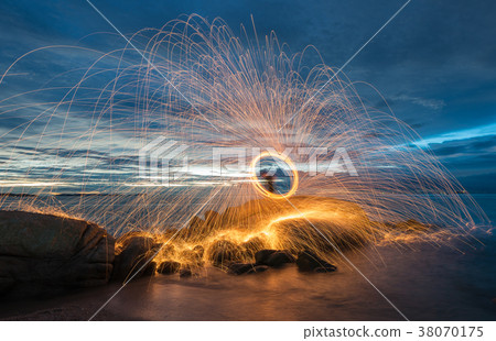 Amazing steel wool coast the sea on the beach in s Amazing steel wool coast the sea on the beach in s 38070175