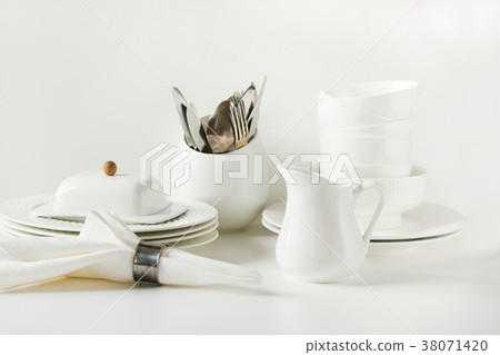 White tableware for serving.  38071420