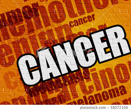 Modern health concept: Cancer on Yellow Brickwall 38072108