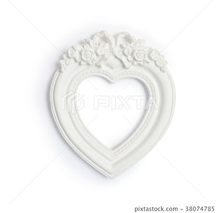 vintage classical white frame in form of heart on 38074785