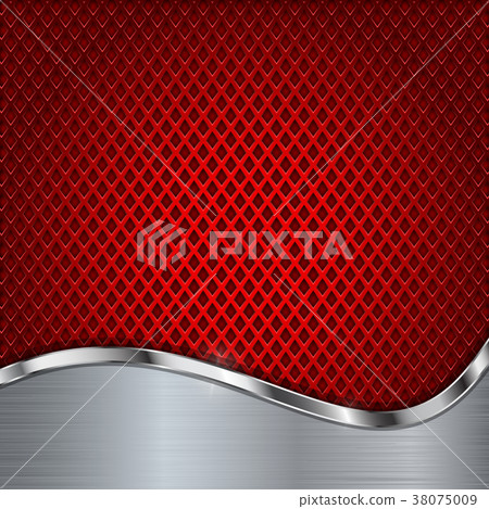 Red metal perforated background with chrome - Stock Illustration ...