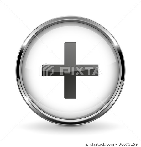 Download Round 3d Button With Metal Frame Plus Or Add Icon Stock Illustration 38075159 Pixta