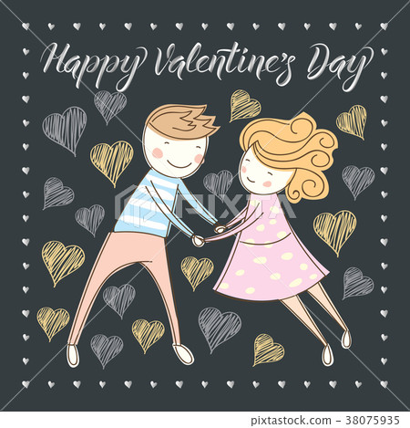 Vector couple celebrating Valentine Day 38075935