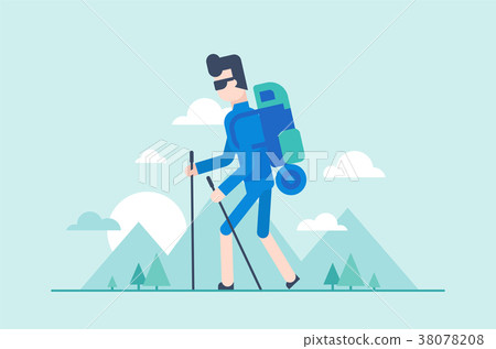Nordic walking tour - modern flat design style Nordic walking tour - modern flat design style 38078208