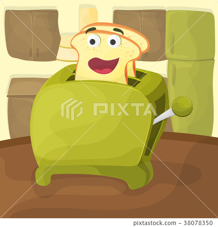 Cute illustration of a toast in the toaster. Cute Cute illustration of a toast in the toaster. Cute 38078350