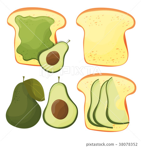 Avocado toast - vector set. Fresh toasted bread Avocado toast - vector set. Fresh toasted bread 38078352