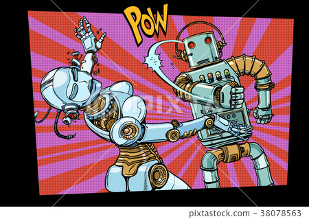 Male and female robots fighting domestic violence 38078563