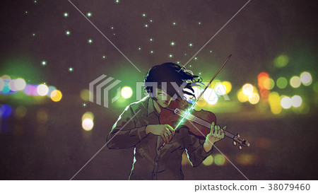 man playing magic violin 38079460