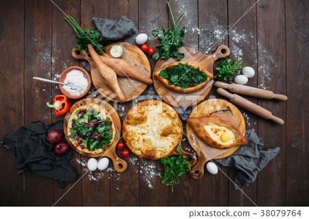 Traditional Georgian adjara khachapuri and Kolkh 38079764