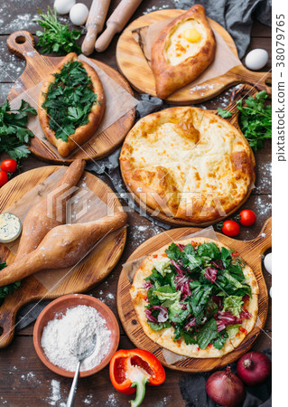 Traditional Georgian adjara khachapuri and Kolkh 38079765