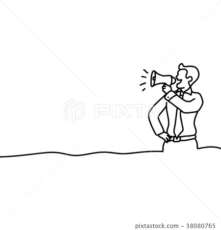 Businessman talking into megaphone  38080765