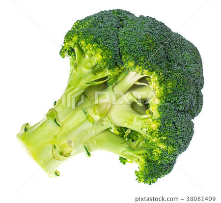 Head of green broccoli isolated on white Head of green broccoli isolated on white 38081409