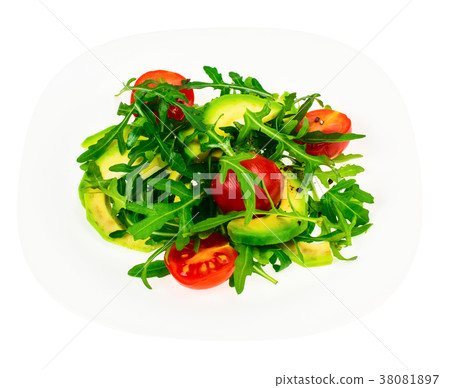 Vitamin vegetarian salad from arugula and avocado Vitamin vegetarian salad from arugula and avocado 38081897