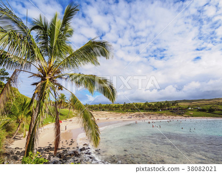 Landscape of Anakena on Easter Island, Chile 38082021
