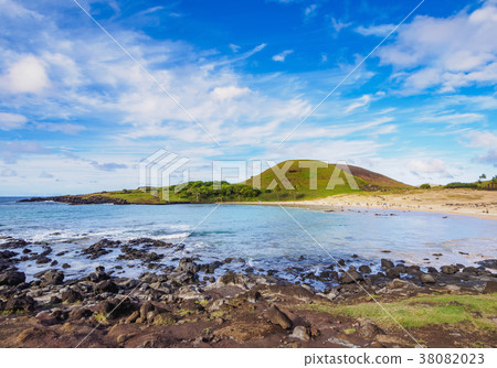 Landscape of Anakena on Easter Island, Chile 38082023