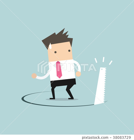 Businessman has ground cut beneath him. Businessman has ground cut beneath him. 38083729