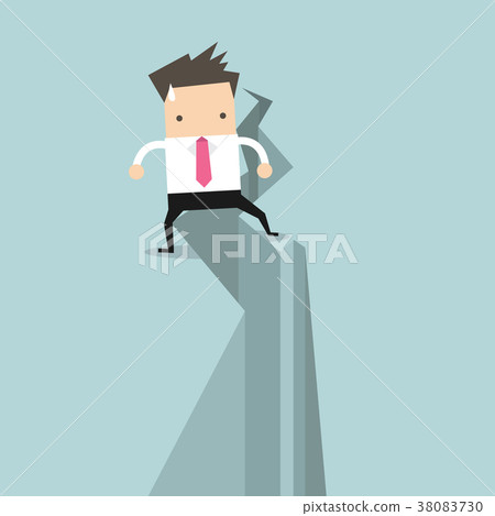 Businessman standing on earthquake ground crack. Businessman standing on earthquake ground crack. 38083730
