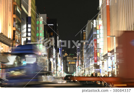在日本銀座都市風景的東京都市風景 38084337