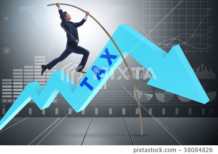 Businessman jumping over tax in tax evasion 38084826