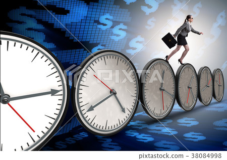 Businesswoman in time management concept 38084998