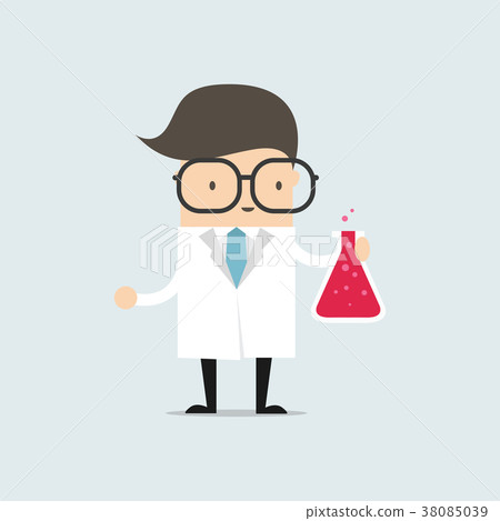 The scientist holding a chemical test tube. The scientist holding a chemical test tube. 38085039
