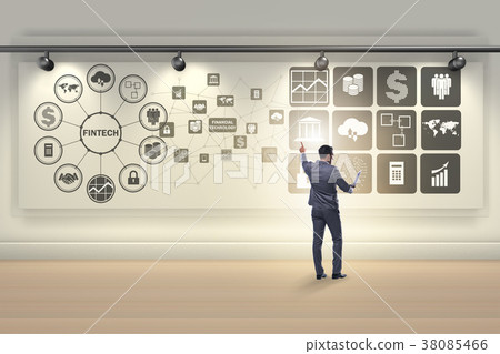 Businessman in financial technology fintech 38085466