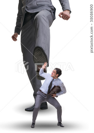 Bad angry boss kicking employee in business 38086900