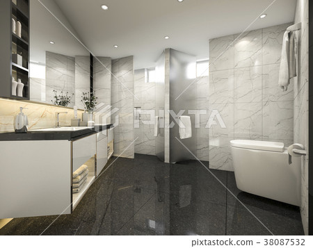 modern loft bathroom with luxury tile decor 38087532
