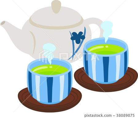 Teapot and teapot into the green tea Teapot and teapot into the green tea 38089875