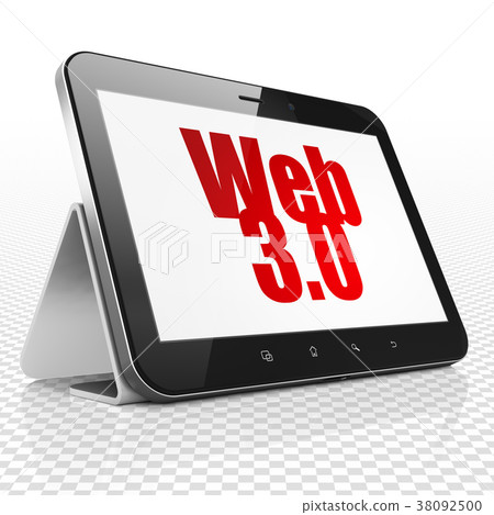 Web design concept: Tablet Computer with Web 3.0 - Stock Illustration ...