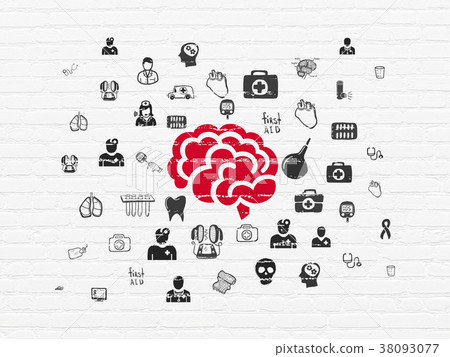 Healthcare concept: Brain on wall background 38093077