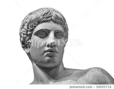 Head and shoulders detail of the ancient sculpture 38093718