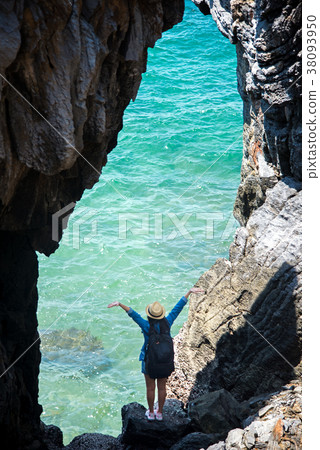 Travel people women tourist in a cave near Travel people women tourist in a cave near 38093950