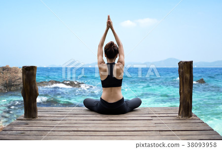 Healthy woman lifestyle exercising vital meditate Healthy woman lifestyle exercising vital meditate 38093958