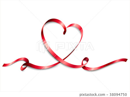 Heart from red ribbon on white backround 38094750